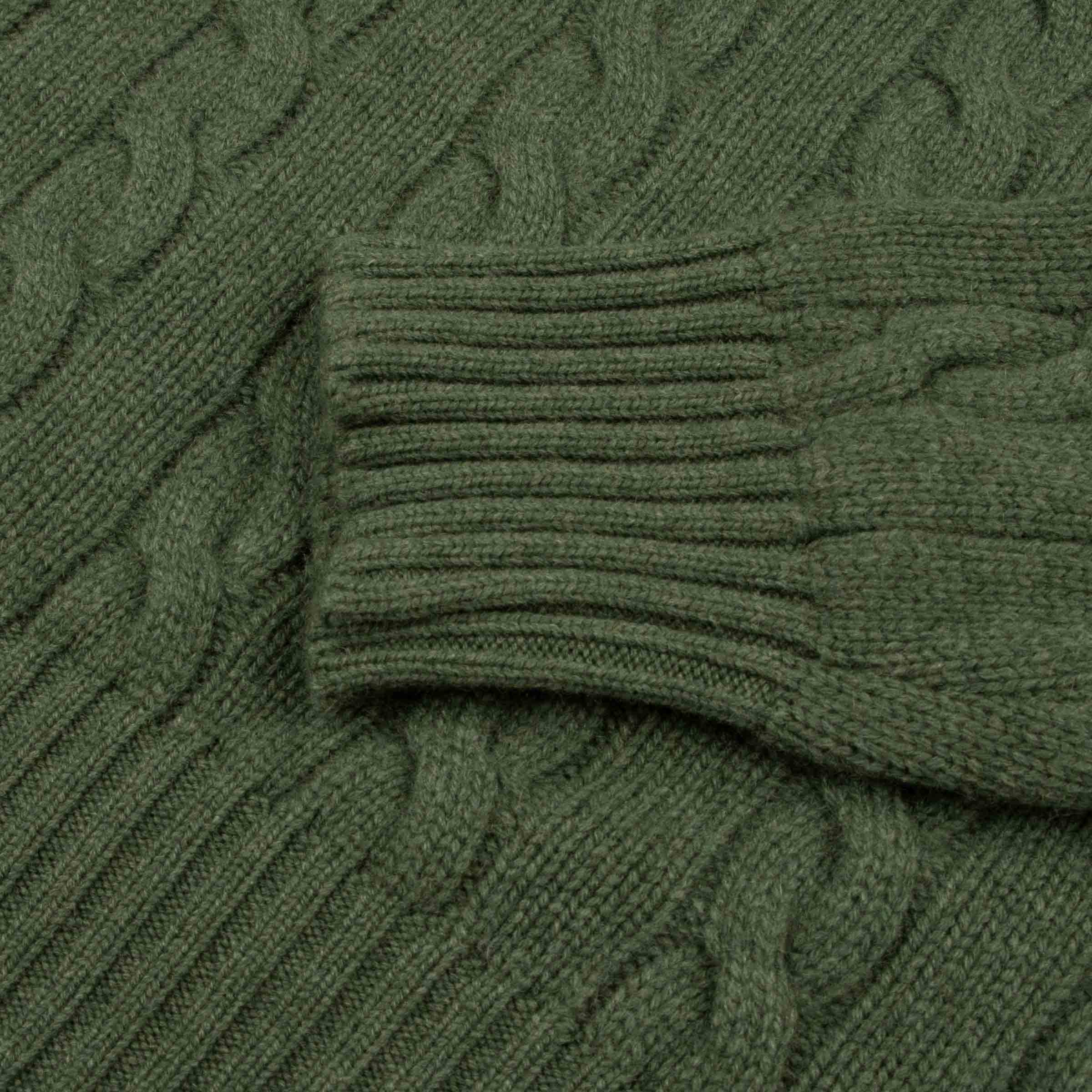 Robert Old - Serpentine Green Rothesay 4ply Cable Crew Cashmere Sweater CASHMERE Robert Old