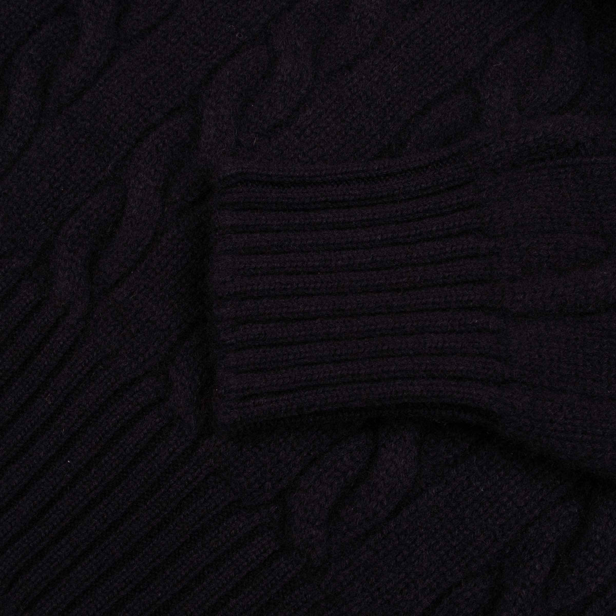 Dark Navy Rothesay 4ply Cable Crew Cashmere Sweater CASHMERE Robert Old