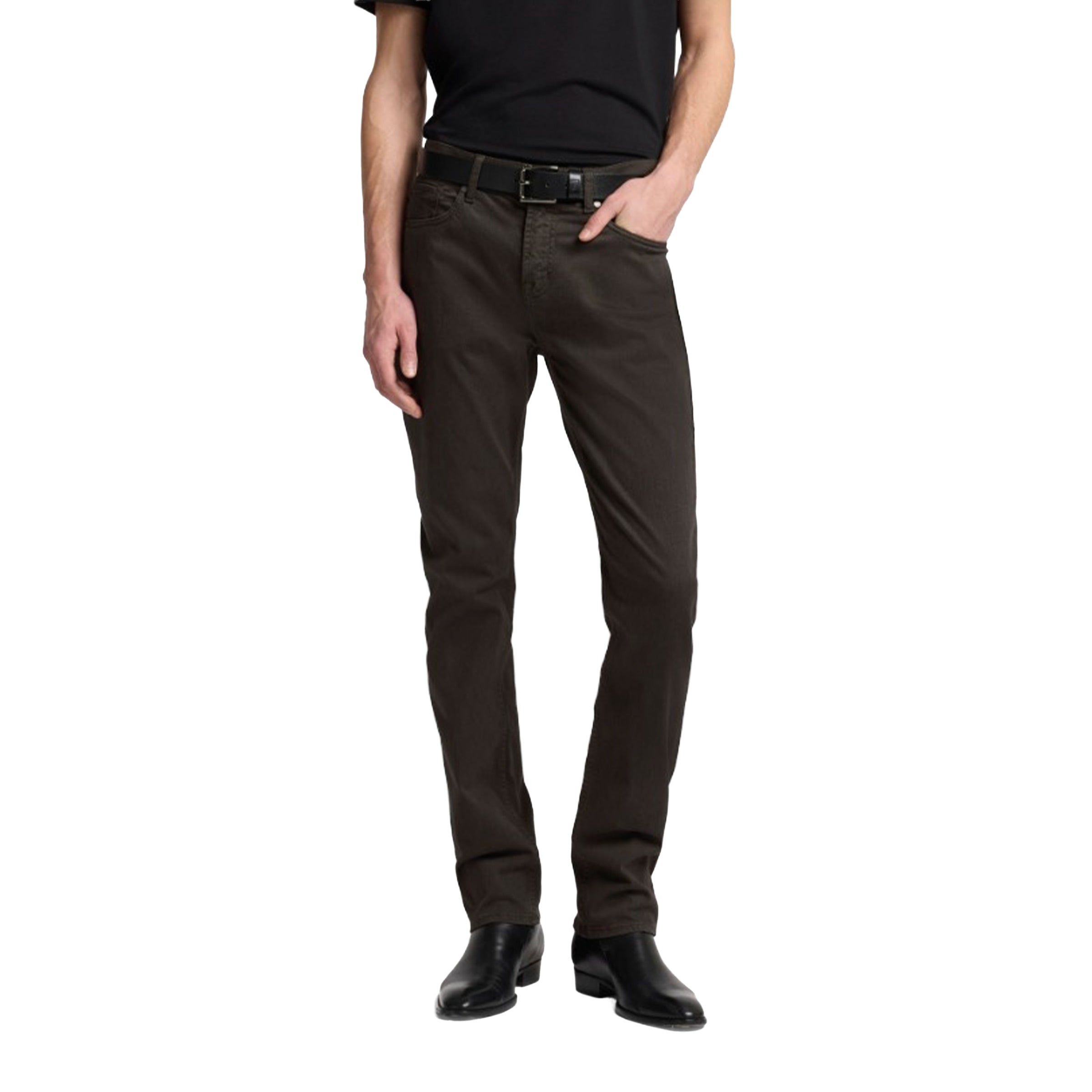 7 For All Mankind - Dark Olive Green Slimmy Melange Twill Jeans JEANS 7 For All Mankind