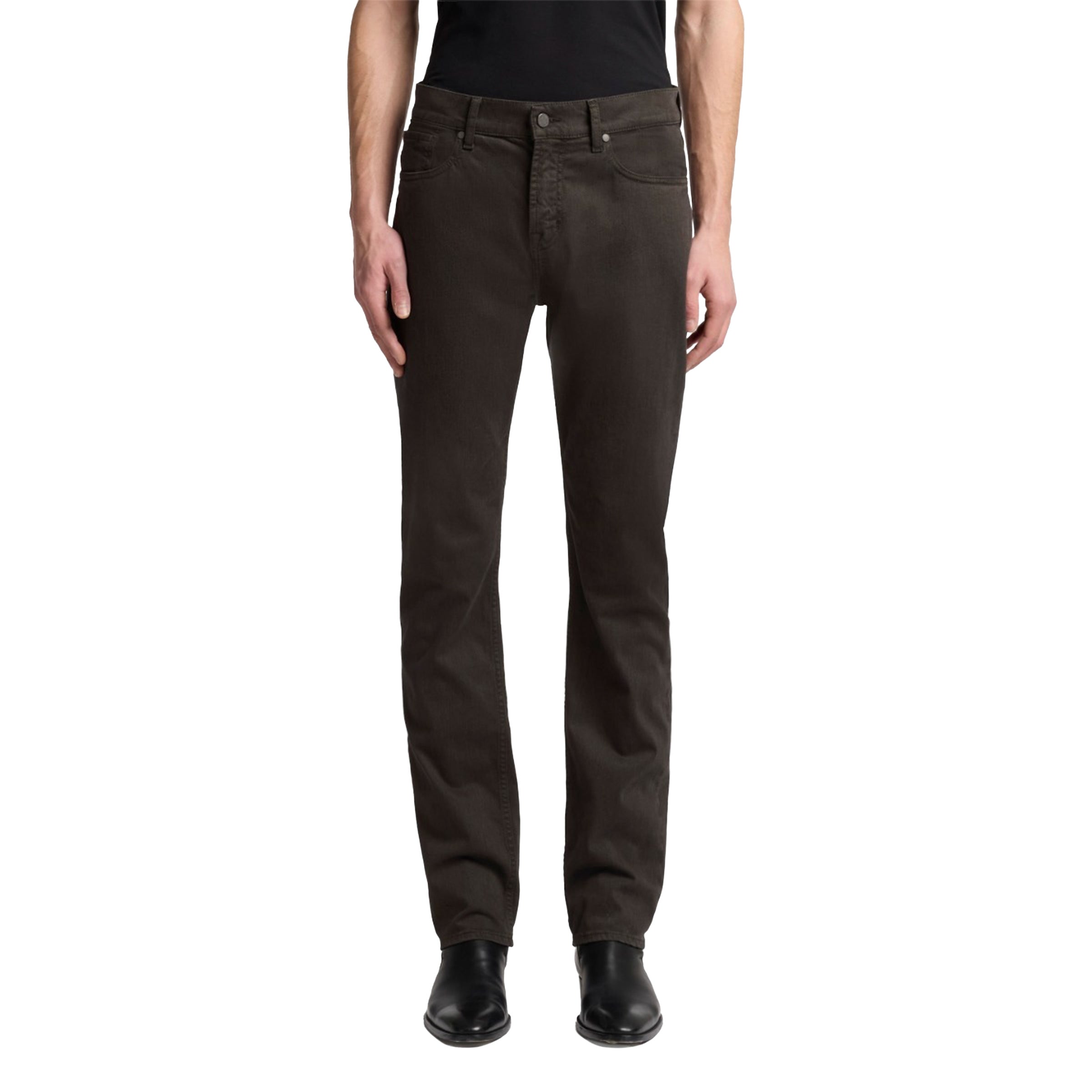 7 For All Mankind - Dark Olive Green Slimmy Melange Twill Jeans JEANS 7 For All Mankind