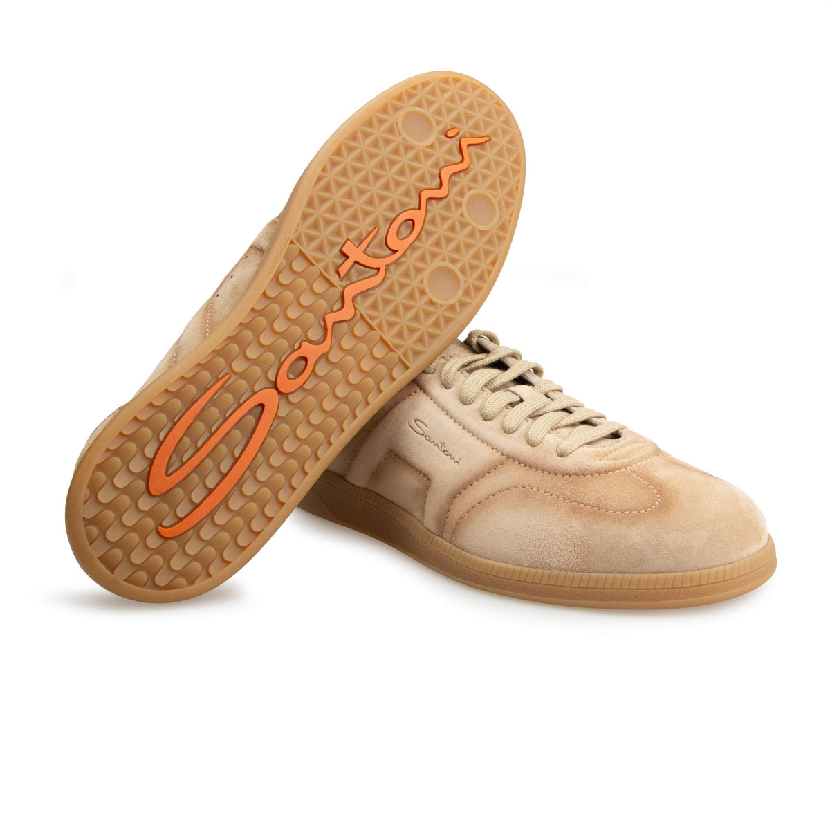 Santoni - Sand Double Buckle Oly Suede Sneaker