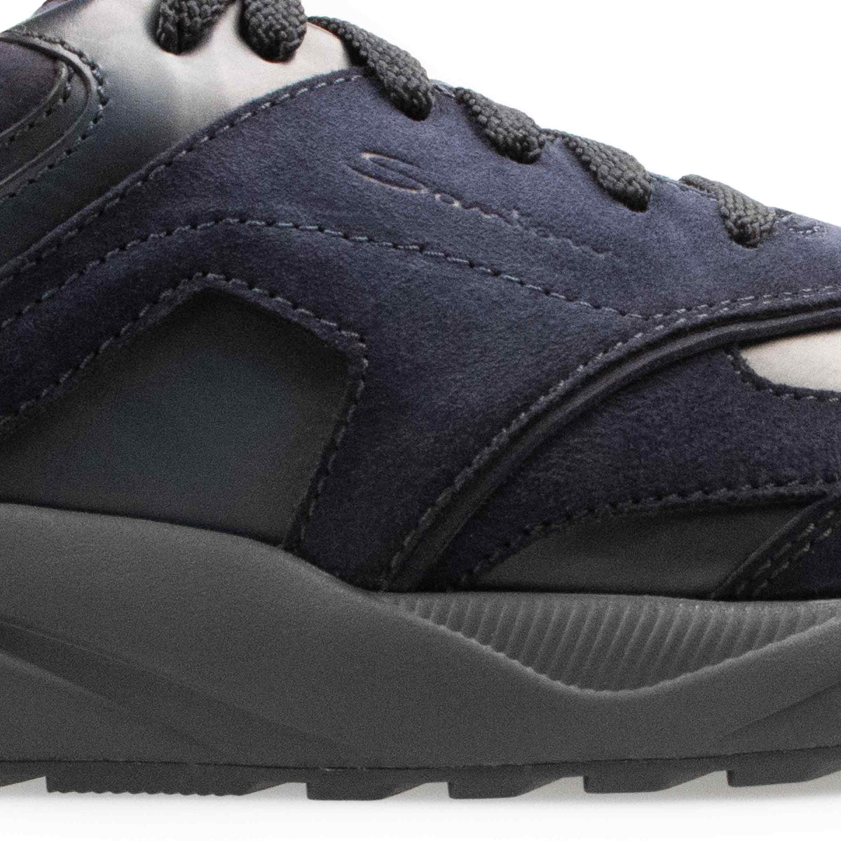 Santoni - Navy Suede &amp; Calf Leather Sneakers SHOES Santoni