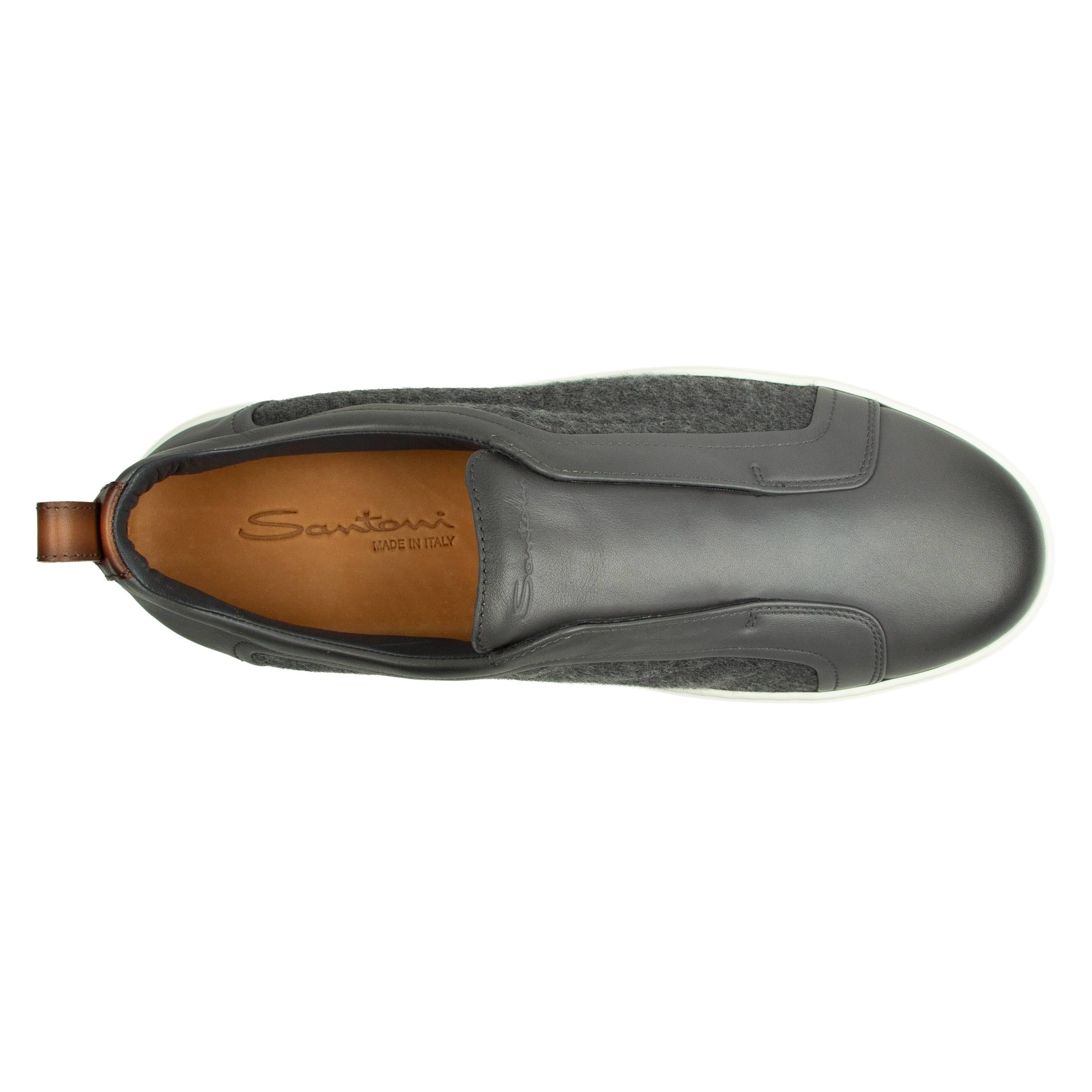 Grey Flannel Leather Slip-on Sneaker