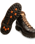 Santoni - Dark Brown Tumbled Leather Fur Lined Hiking Boot SHOES Santoni