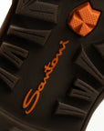 Santoni - Dark Brown Tumbled Leather Fur Lined Hiking Boot SHOES Santoni