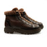 Santoni - Dark Brown Tumbled Leather Fur Lined Hiking Boot SHOES Santoni