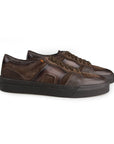 Dark Brown Leather Double Buckle Sneaker