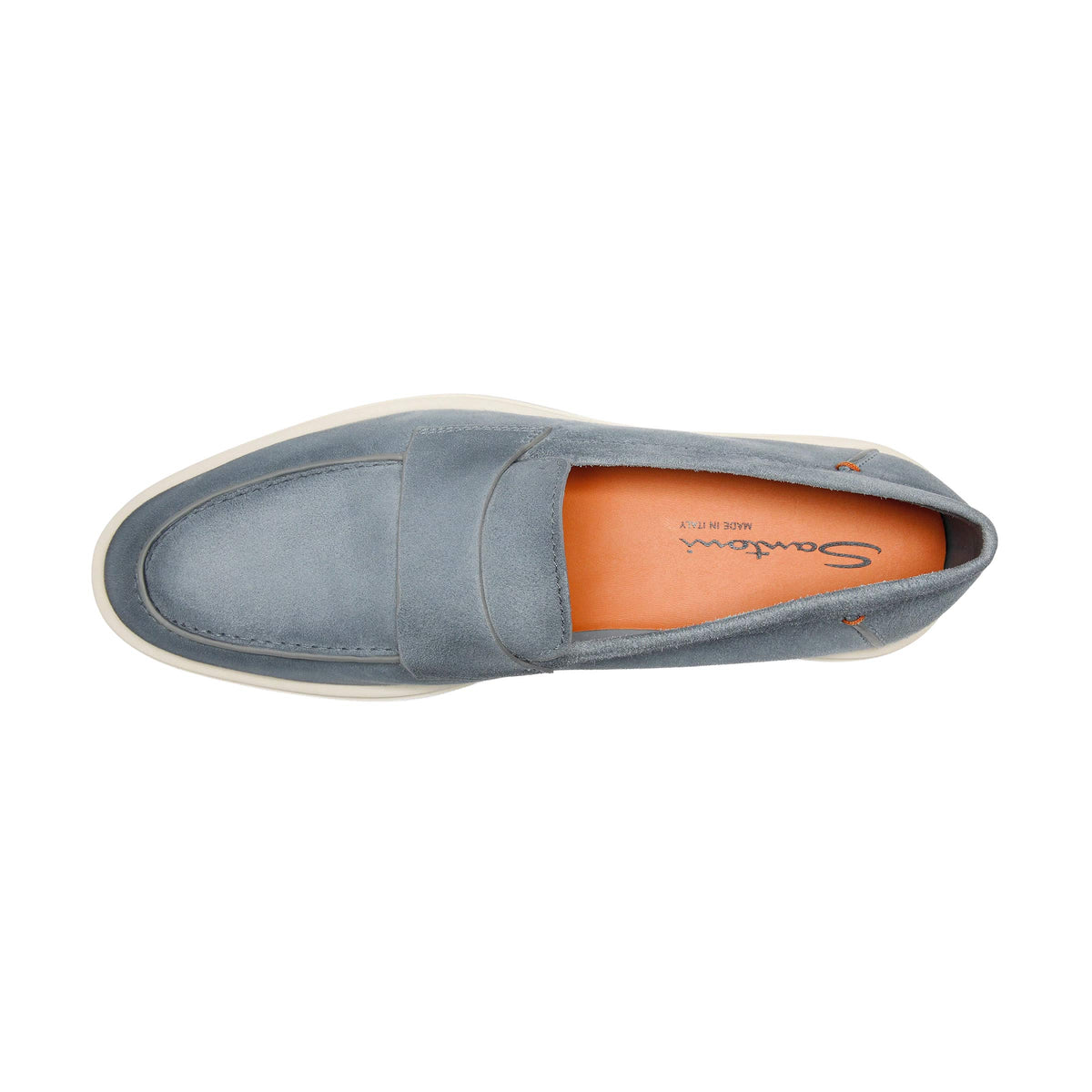 Santoni - Light Blue Suede Penny Loafer SHOES Santoni