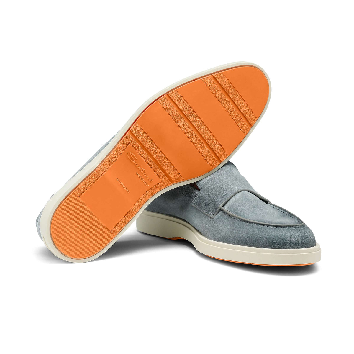 Santoni - Light Blue Suede Penny Loafer SHOES Santoni