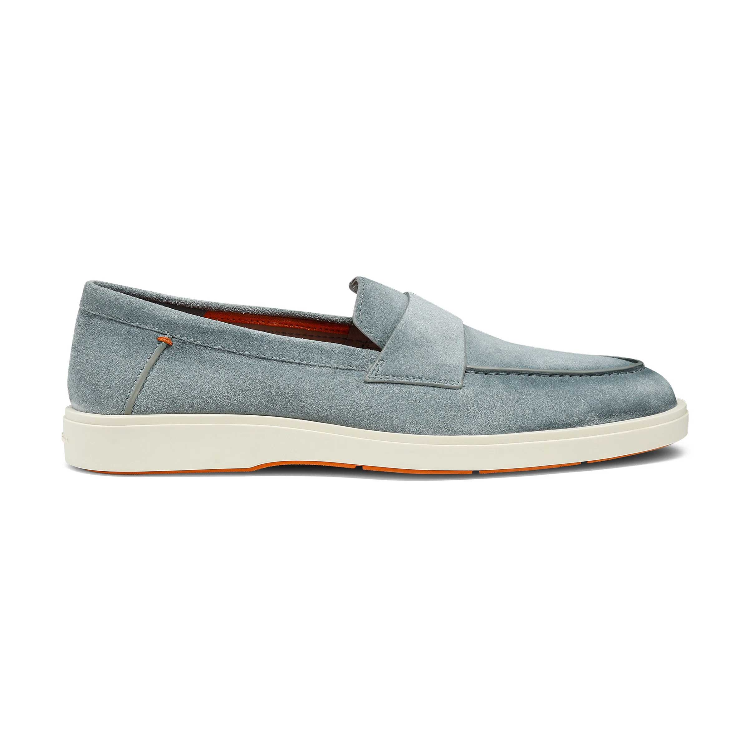 Santoni - Light Blue Suede Penny Loafer