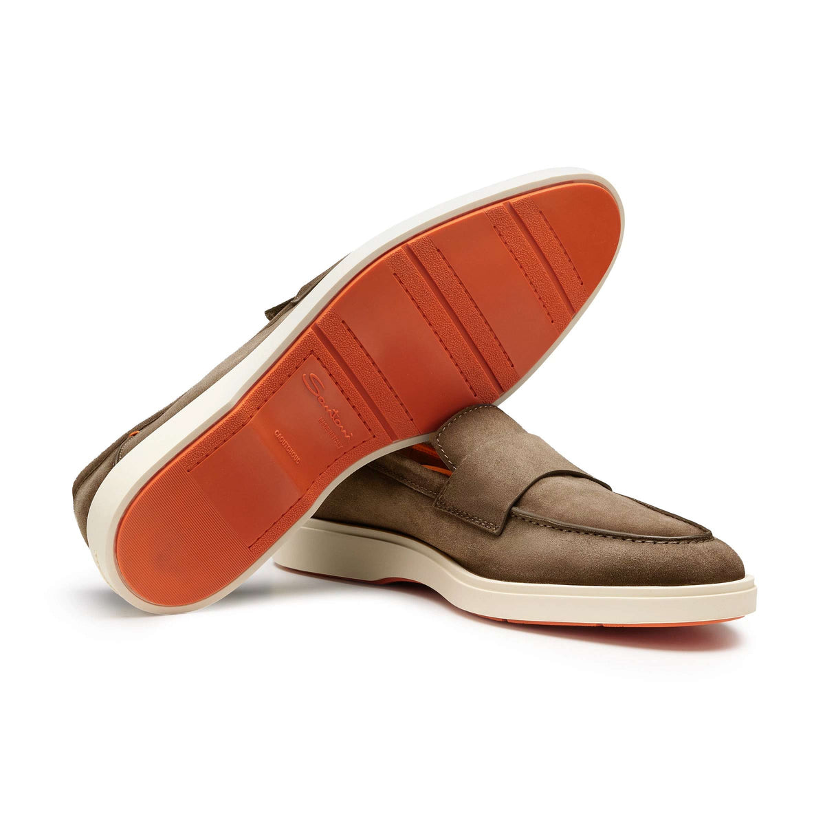 Santoni - Light Brown Suede Penny Loafer SHOES Santoni