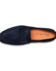 Santoni - Navy Blue Suede Carlo Loafer SHOES Santoni