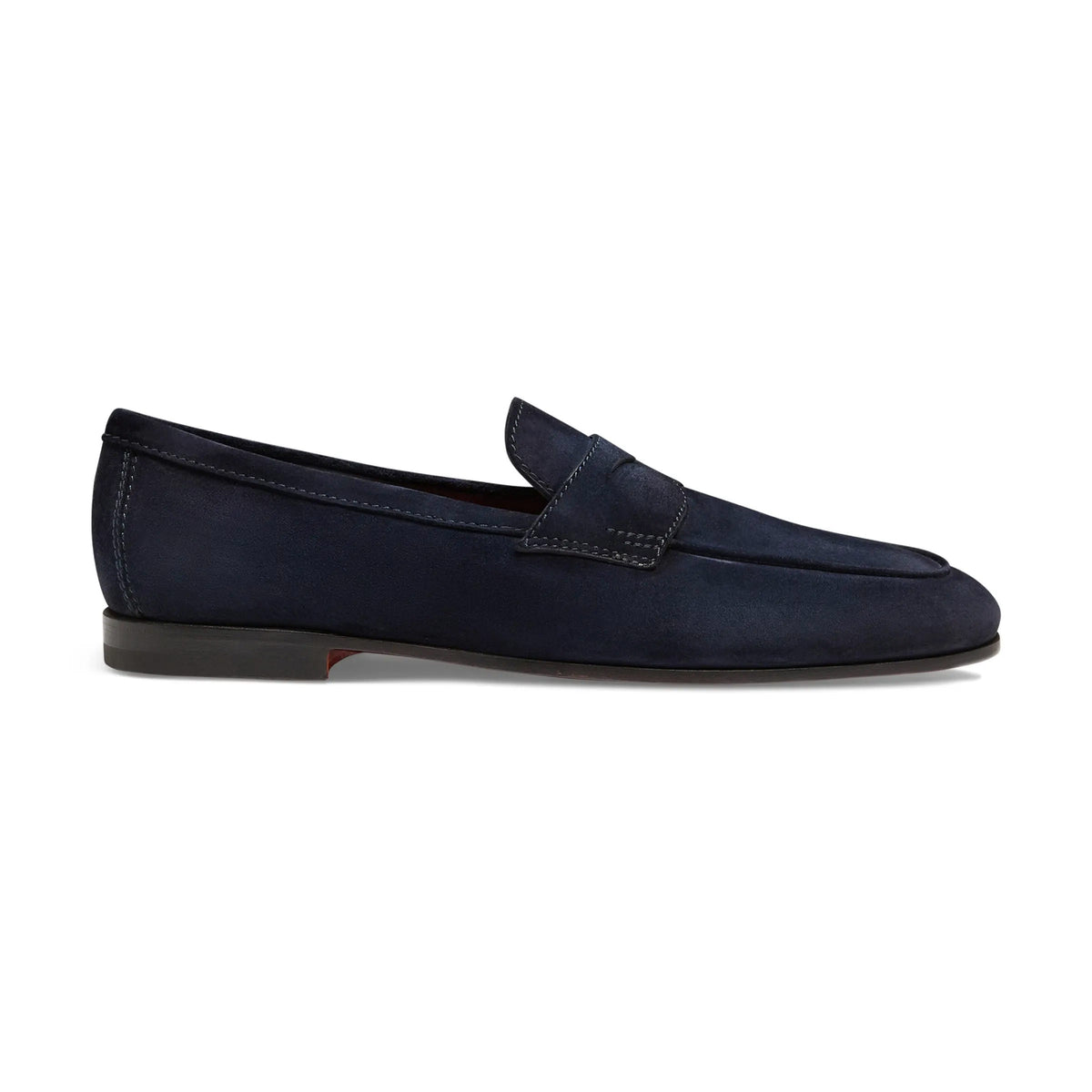 Santoni - Navy Blue Suede Carlo Loafer SHOES Santoni