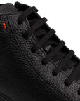 Black Tumbled Leather High-Top Sneakers