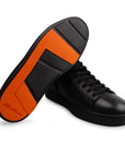 Black Tumbled Leather High-Top Sneakers