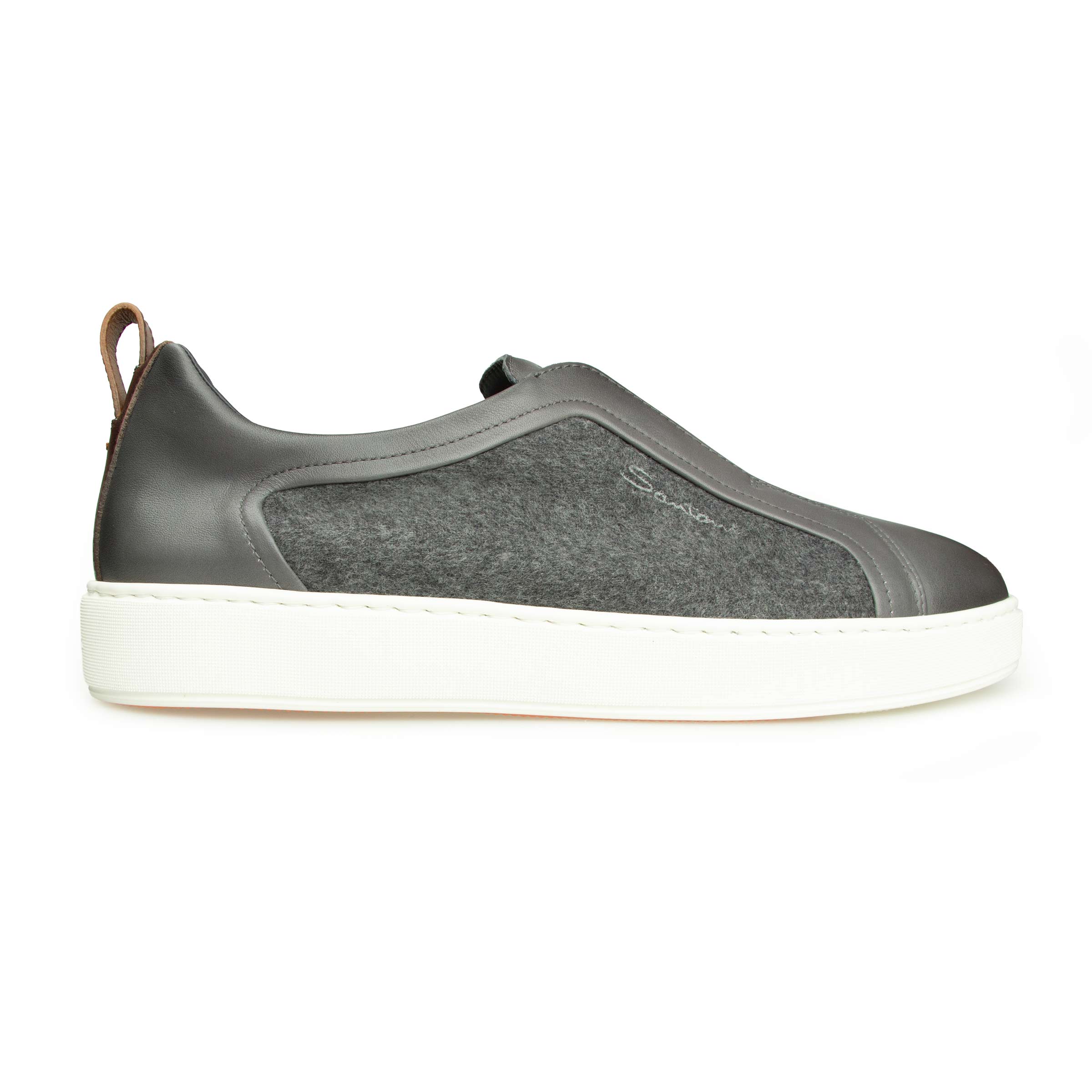 Grey Flannel Leather Slip-on Sneaker