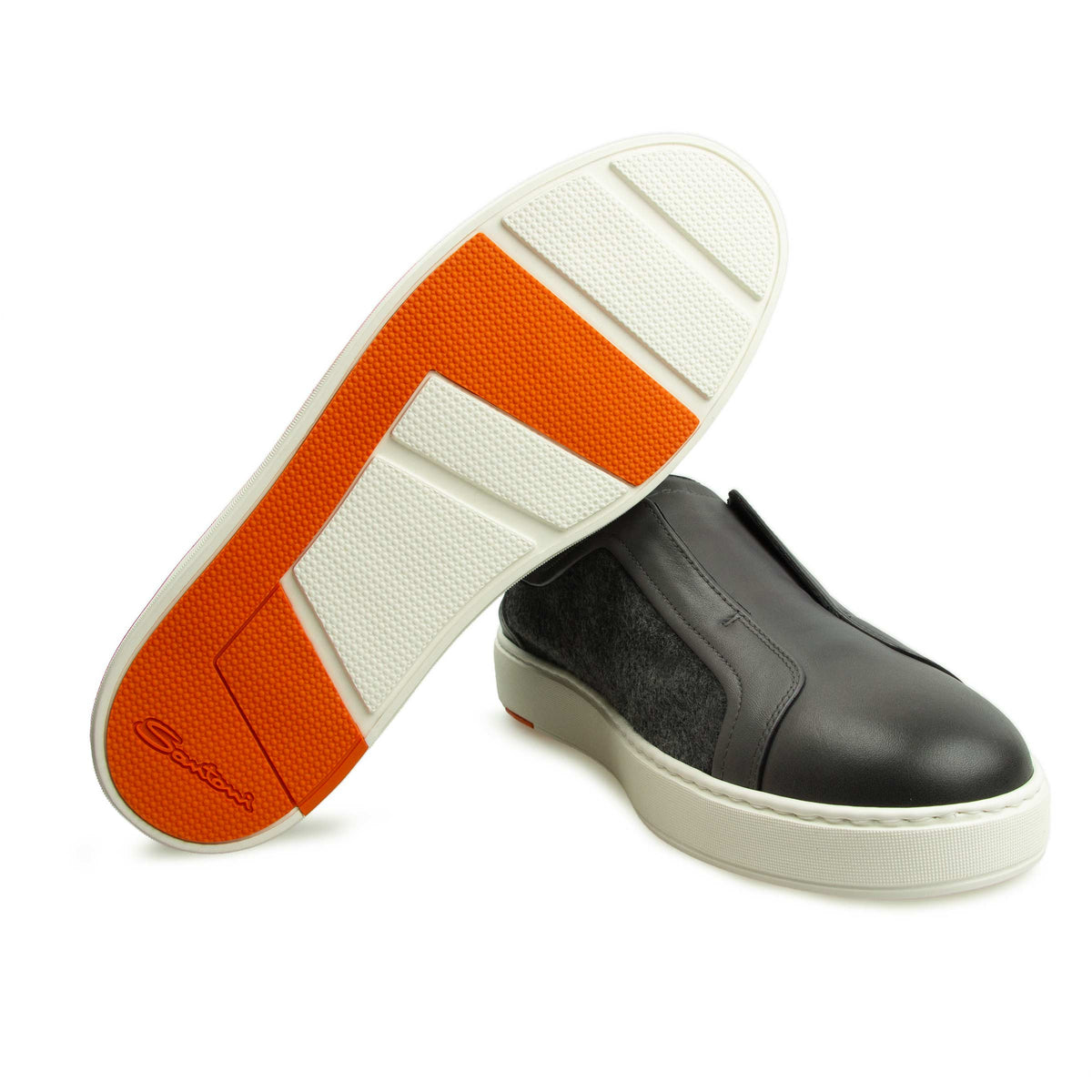 Grey Flannel Leather Slip-on Sneaker