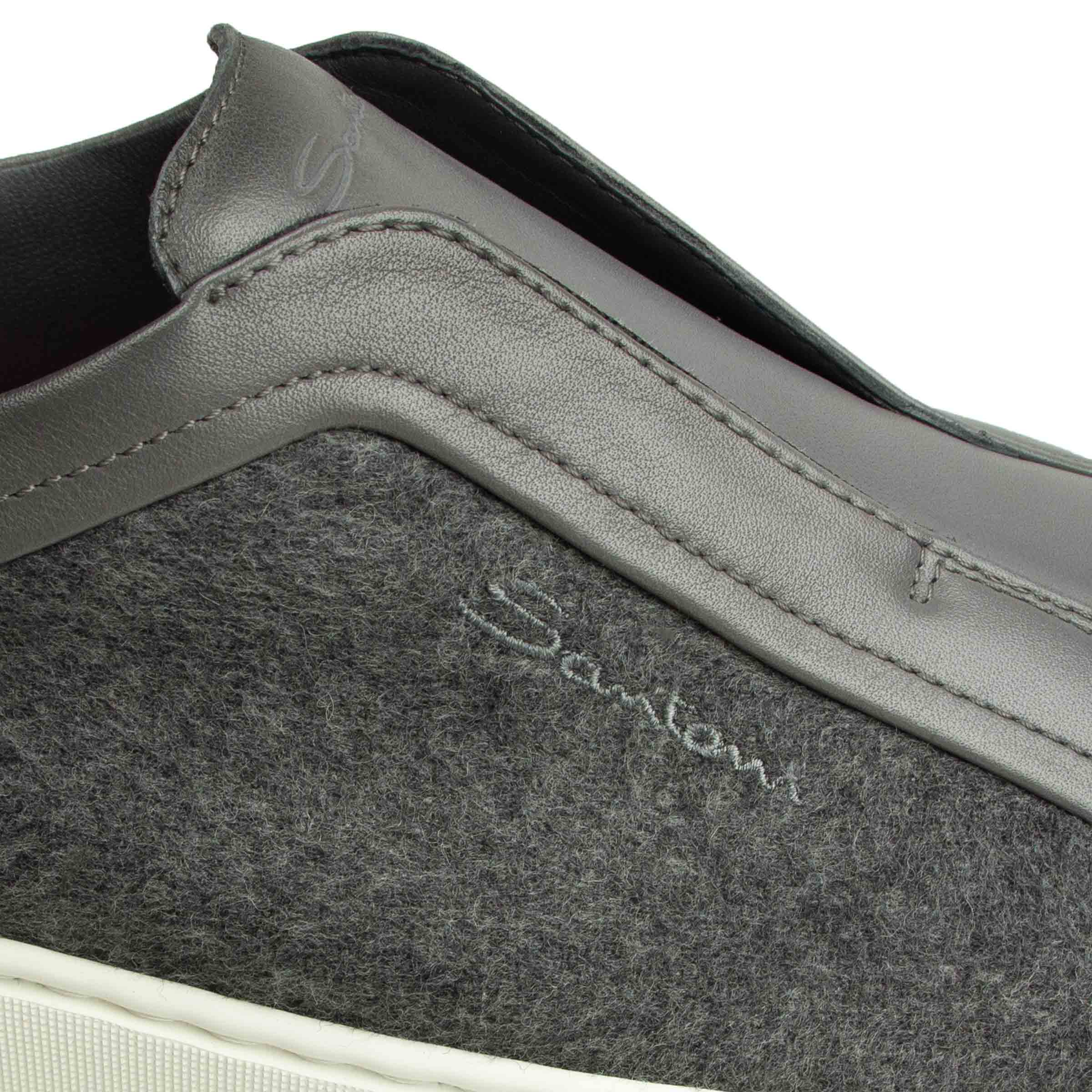 Grey Flannel Leather Slip-on Sneaker
