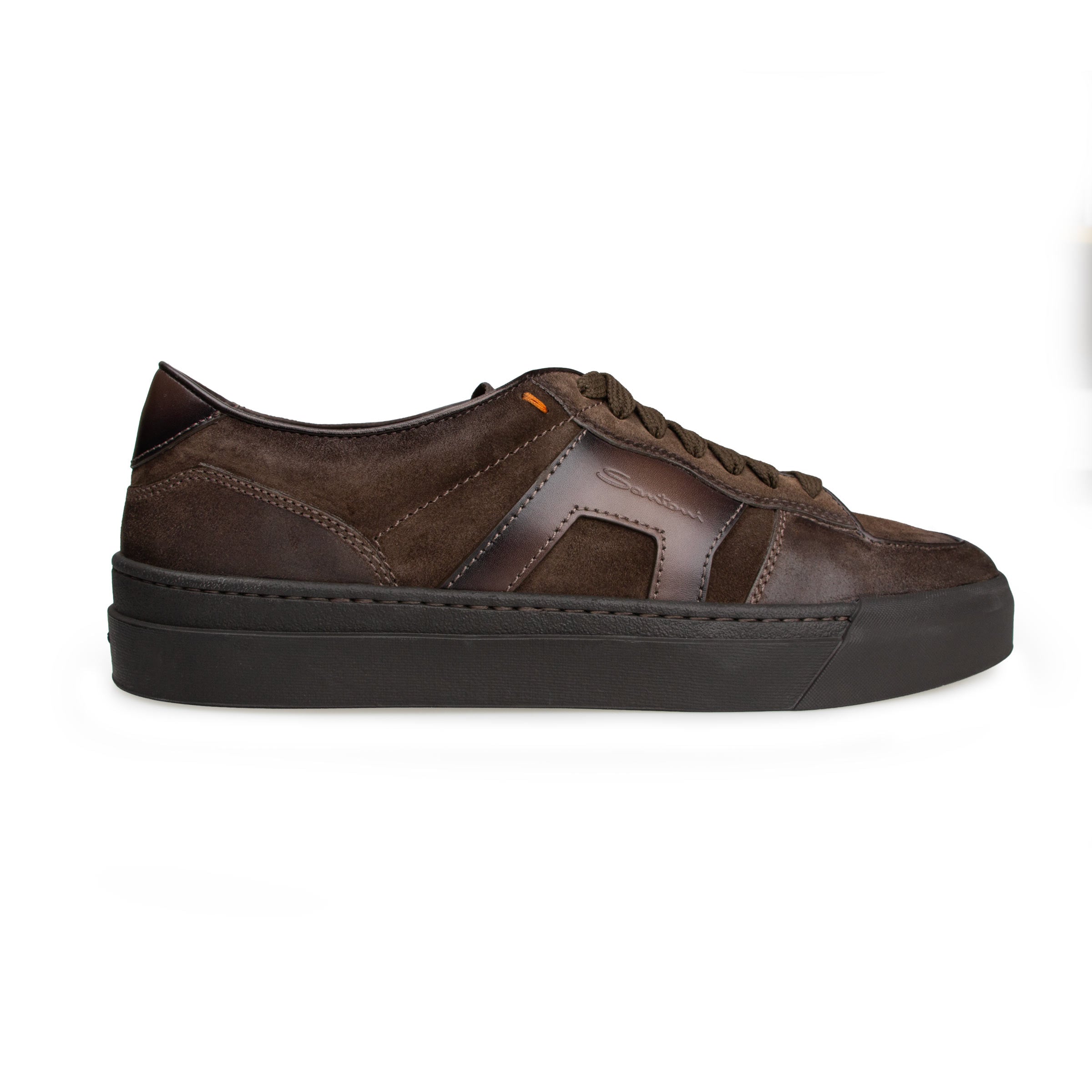 Dark Brown Leather Double Buckle Sneaker