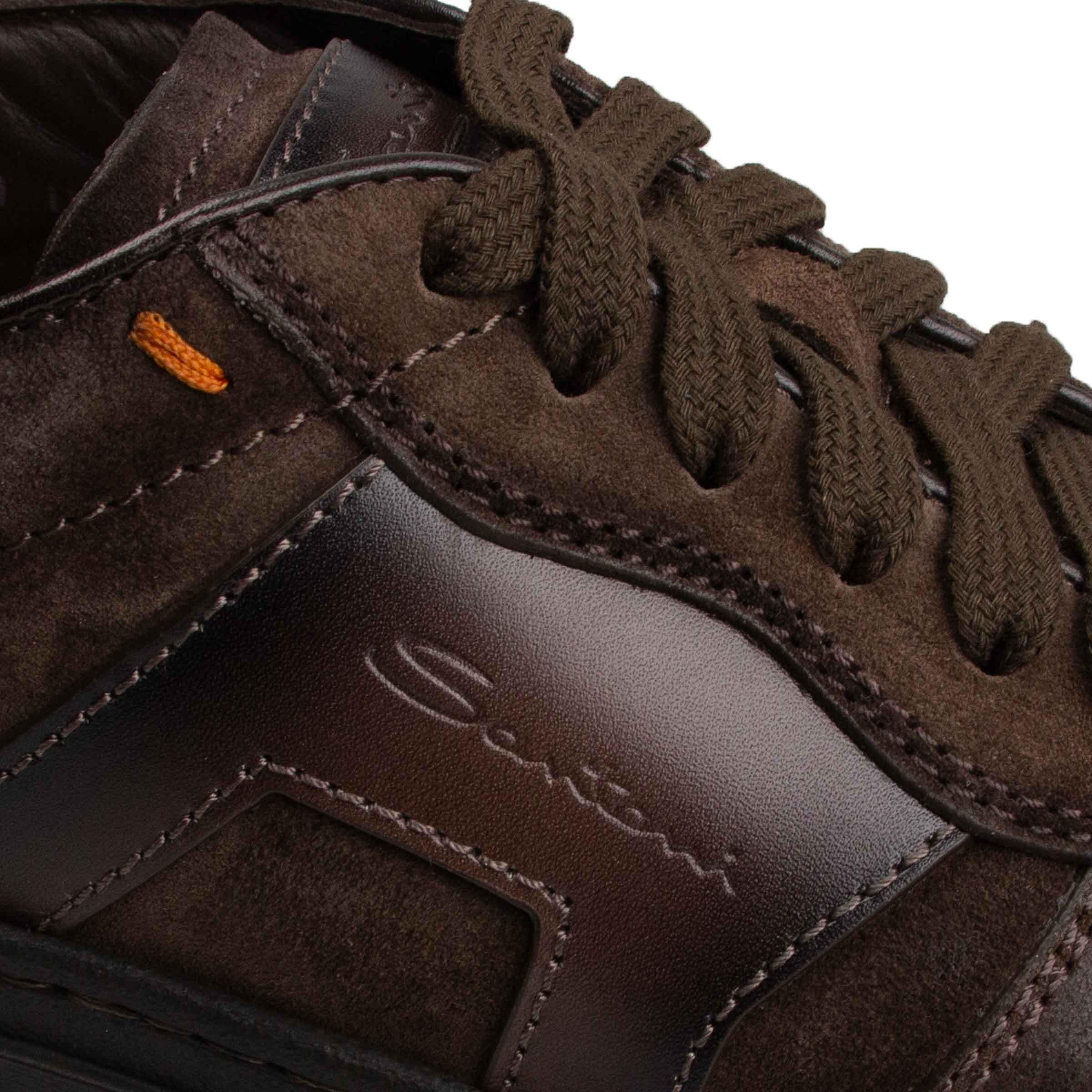 Dark Brown Leather Double Buckle Sneaker