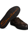 Dark Brown Leather Double Buckle Sneaker