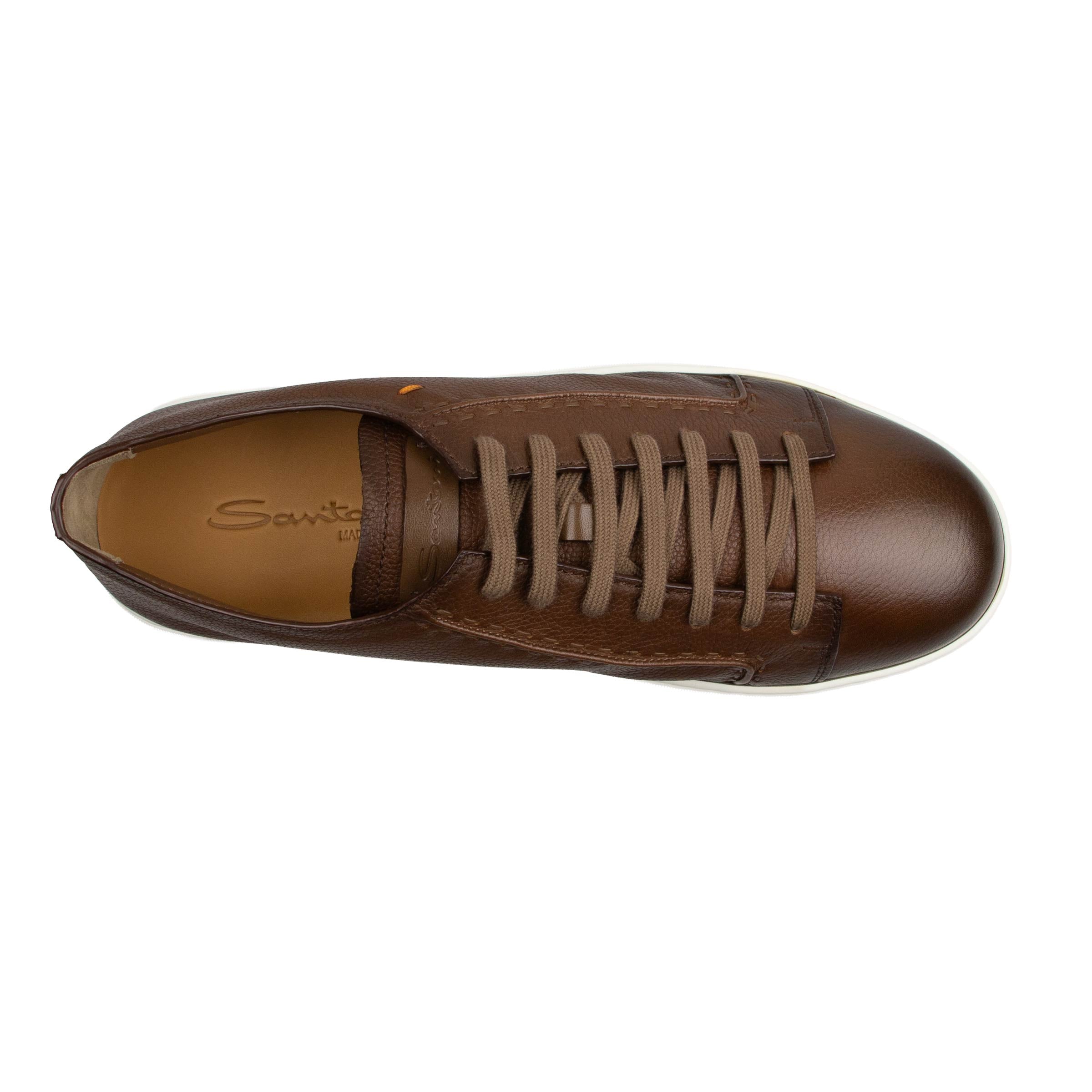 Dark Brown Tumbled Grain Leather Sneaker