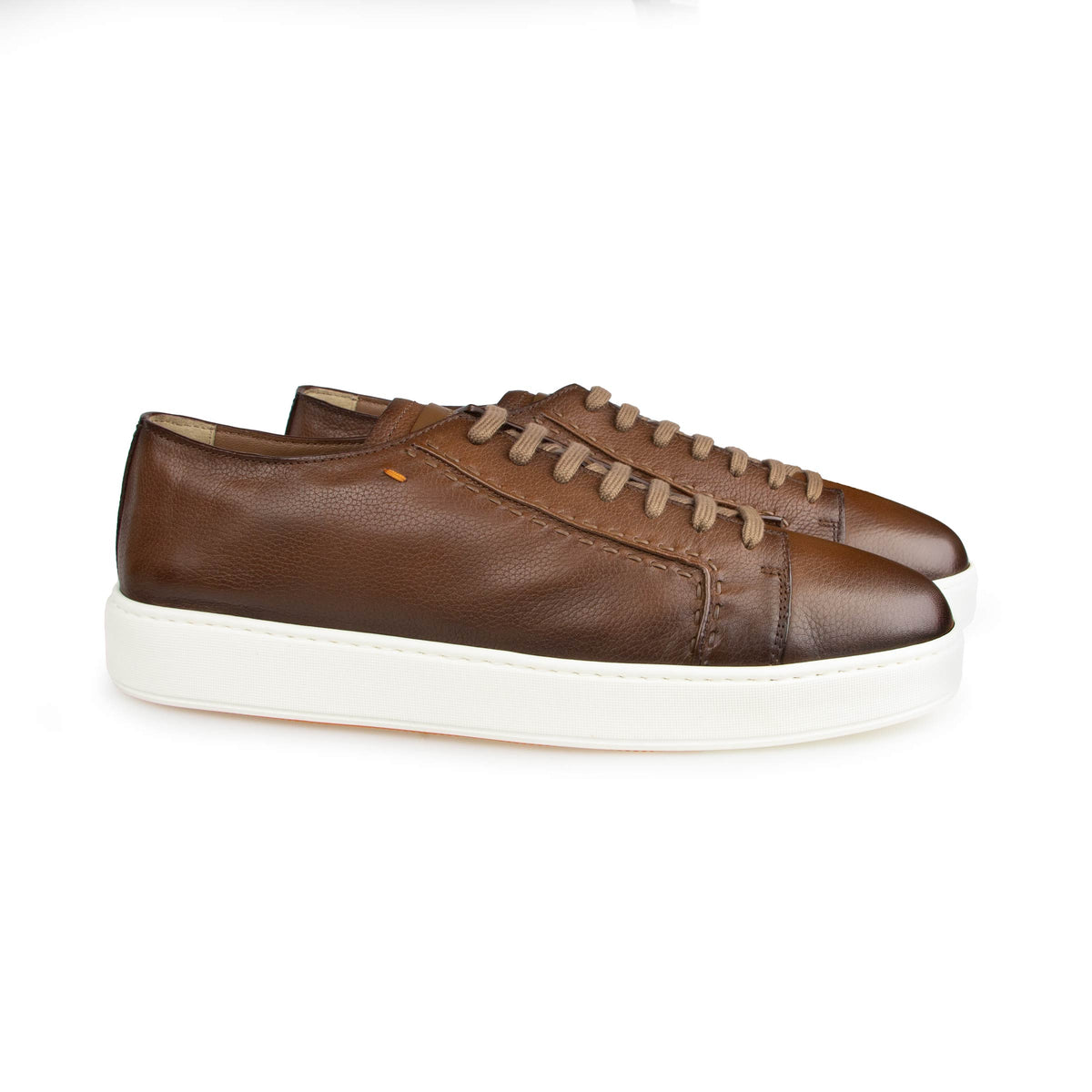 Dark Brown Tumbled Grain Leather Sneaker