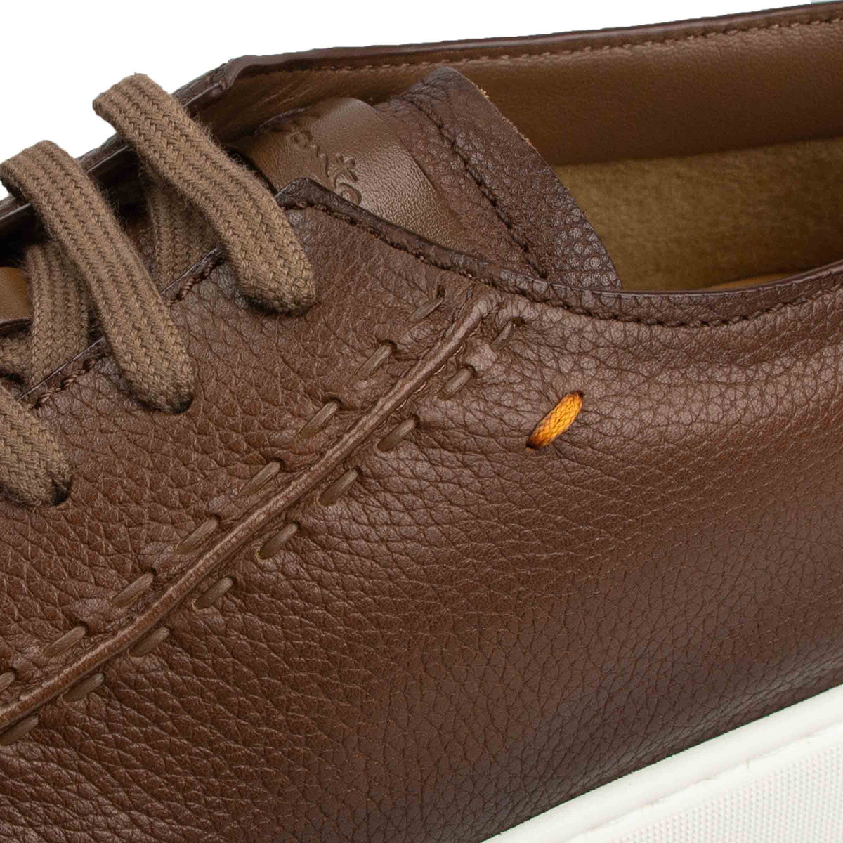 Dark Brown Tumbled Grain Leather Sneaker
