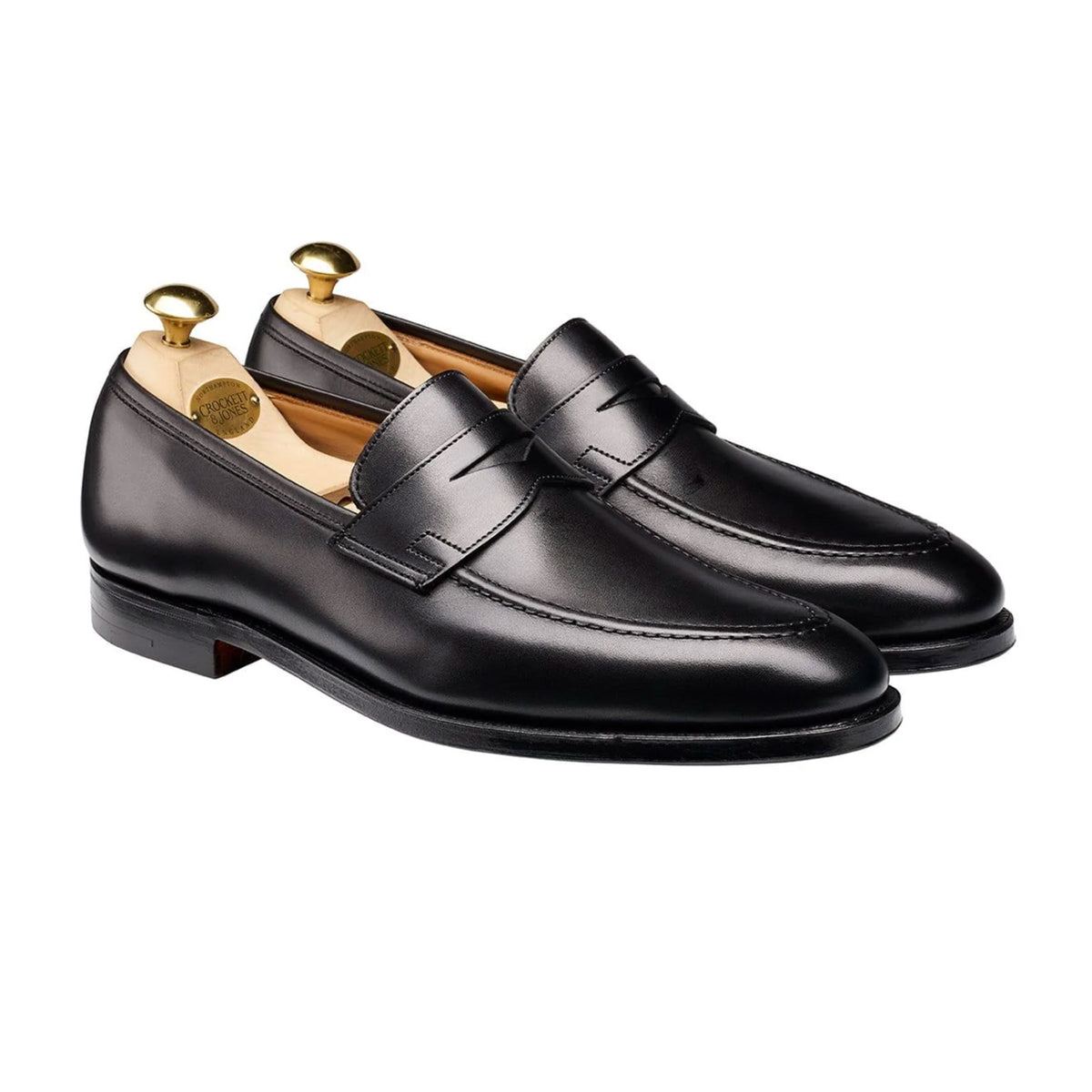 Crockett & Jones - Sydney Black Leather Loafers - Single Leather Sole SHOES Crockett & Jones