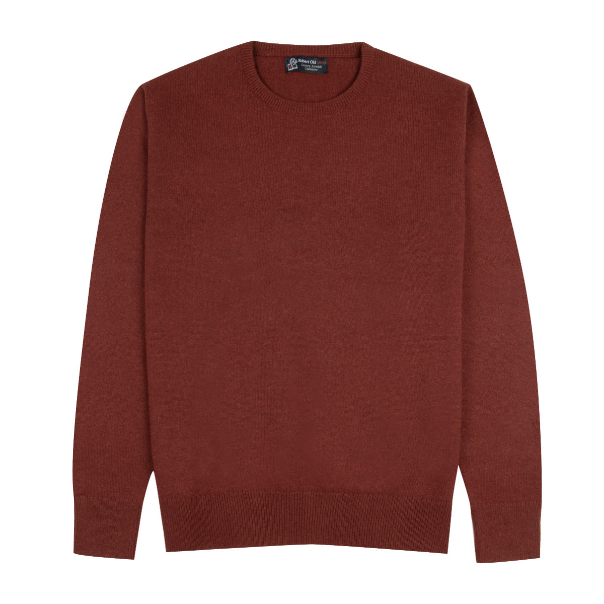 Robert Old - Russet Red Tiree 4ply Crew Neck Cashmere Sweater CASHMERE Robert Old