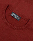 Robert Old - Russet Red Tiree 4ply Crew Neck Cashmere Sweater CASHMERE Robert Old