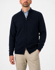 Robert Old - The Barra 4ply Full Zip Cashmere Cardigan - Dark Navy/Lapis Suez CASHMERE Robert Old