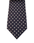 Italian Dark Navy Print Seven Fold 100% Silk Tie TIES/CRAVATS Robert Old