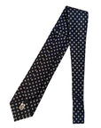 Italian Dark Navy Print Seven Fold 100% Silk Tie TIES/CRAVATS Robert Old
