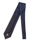 Italian Navy Geo Print Seven Fold 100% Silk Tie TIES/CRAVATS Robert Old