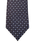 Italian Navy Geo Print Seven Fold 100% Silk Tie TIES/CRAVATS Robert Old
