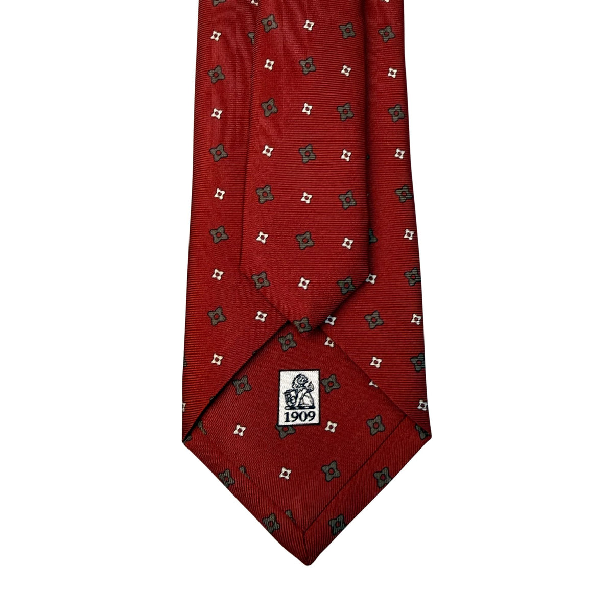 Italian Red Flower Print Seven Fold 100% Silk Tie TIES/CRAVATS Robert Old