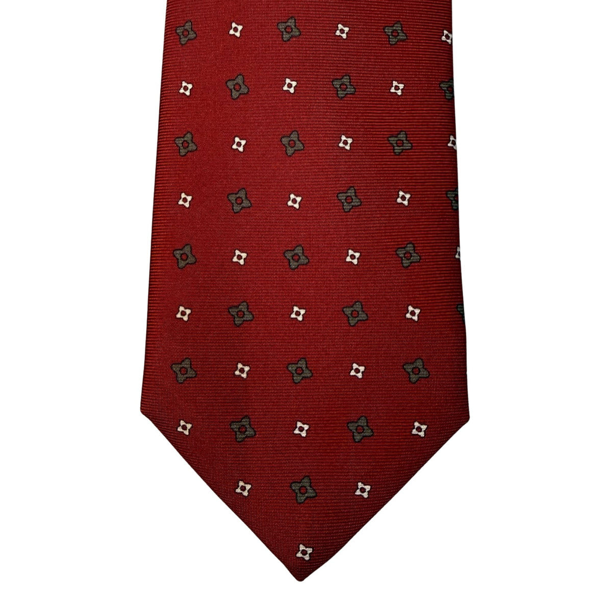 Italian Red Flower Print Seven Fold 100% Silk Tie TIES/CRAVATS Robert Old