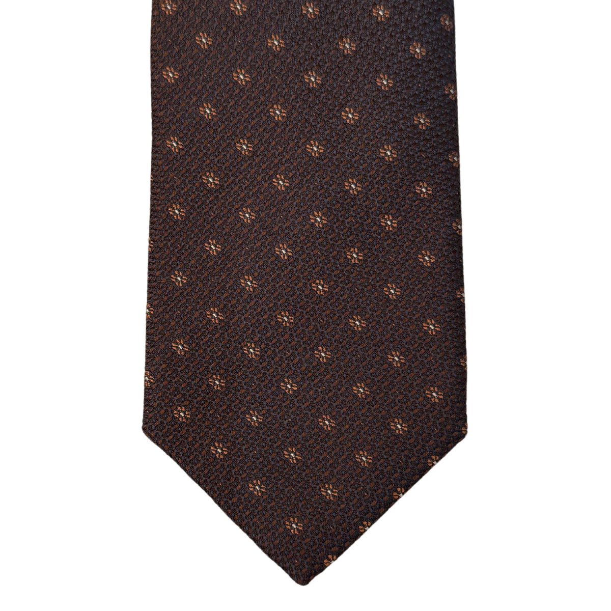 Italian three-fold Jacquard Dark Brown & Navy Neck Tie TIES/CRAVATS Robert Old