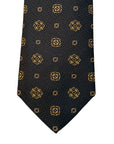 Italian three-fold Jacquard Dark Green & Gold Medallion Neck Tie TIES/CRAVATS Robert Old