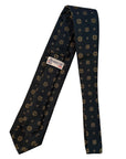Italian three-fold Jacquard Dark Green & Gold Medallion Neck Tie TIES/CRAVATS Robert Old