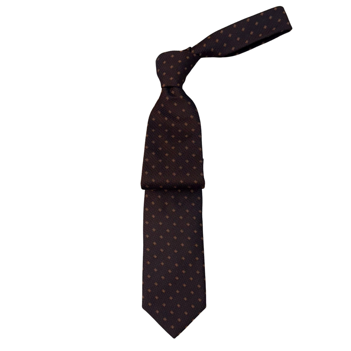 Italian three-fold Jacquard Dark Brown & Navy Neck Tie TIES/CRAVATS Robert Old