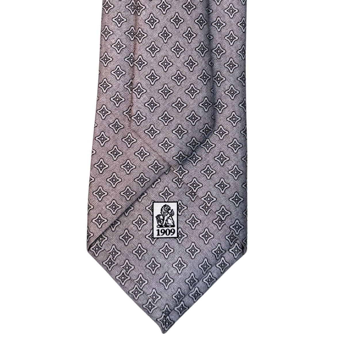 Italian Silver Geometric Print Seven Fold 100% Silk Tie TIES/CRAVATS Robert Old