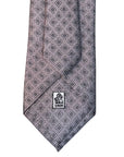 Italian Silver Geometric Print Seven Fold 100% Silk Tie TIES/CRAVATS Robert Old