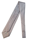 Italian Silver Geometric Print Seven Fold 100% Silk Tie TIES/CRAVATS Robert Old