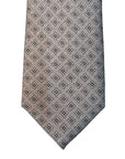 Italian Silver Geometric Print Seven Fold 100% Silk Tie TIES/CRAVATS Robert Old