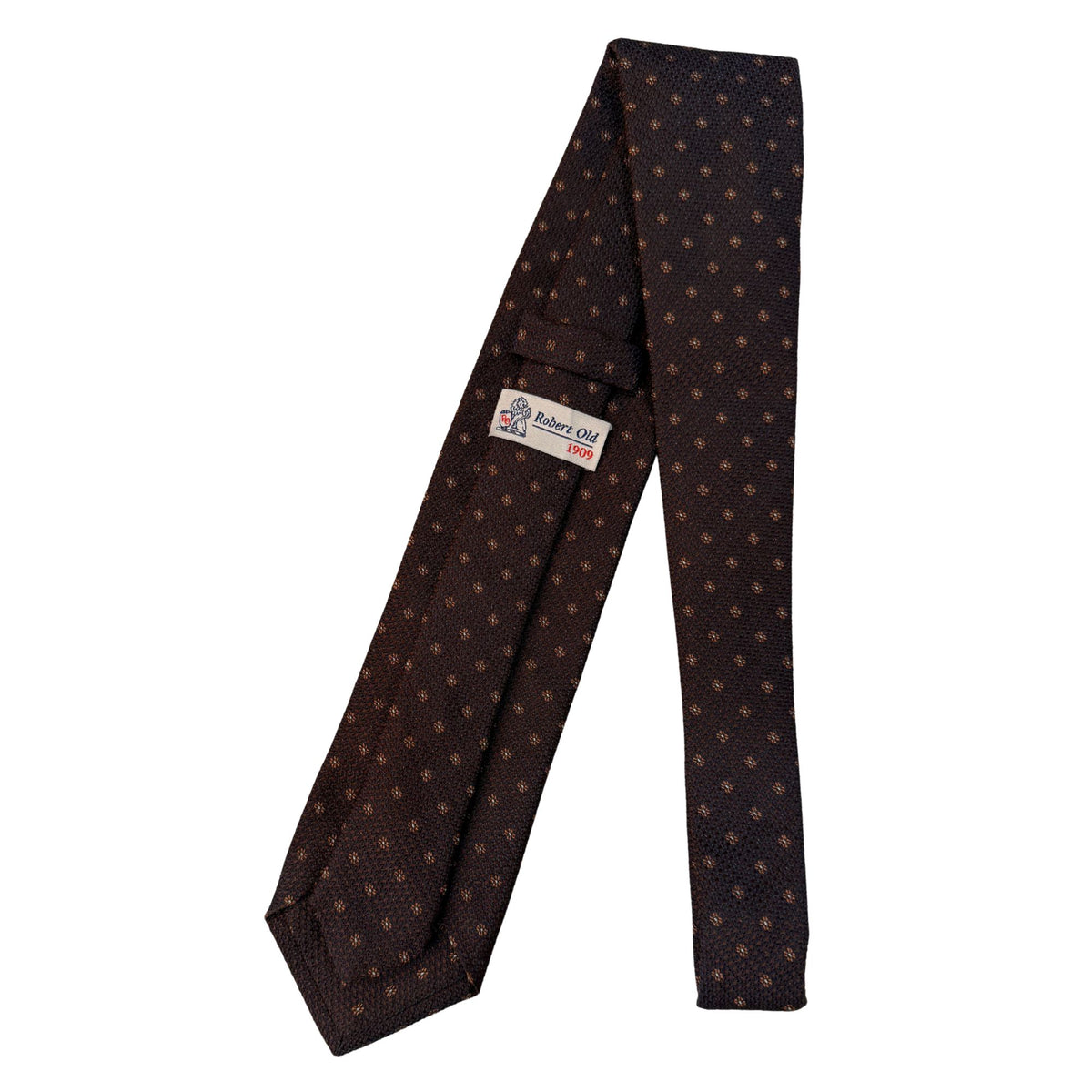 Italian three-fold Jacquard Dark Brown & Navy Neck Tie TIES/CRAVATS Robert Old