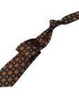 Italian Petrol & Brown Print Seven Fold 100% Silk Tie TIES/CRAVATS Robert Old