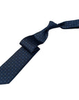 Italian Navy Blue Geometric Circles Print Seven Fold 100% Silk Tie TIES/CRAVATS Robert Old