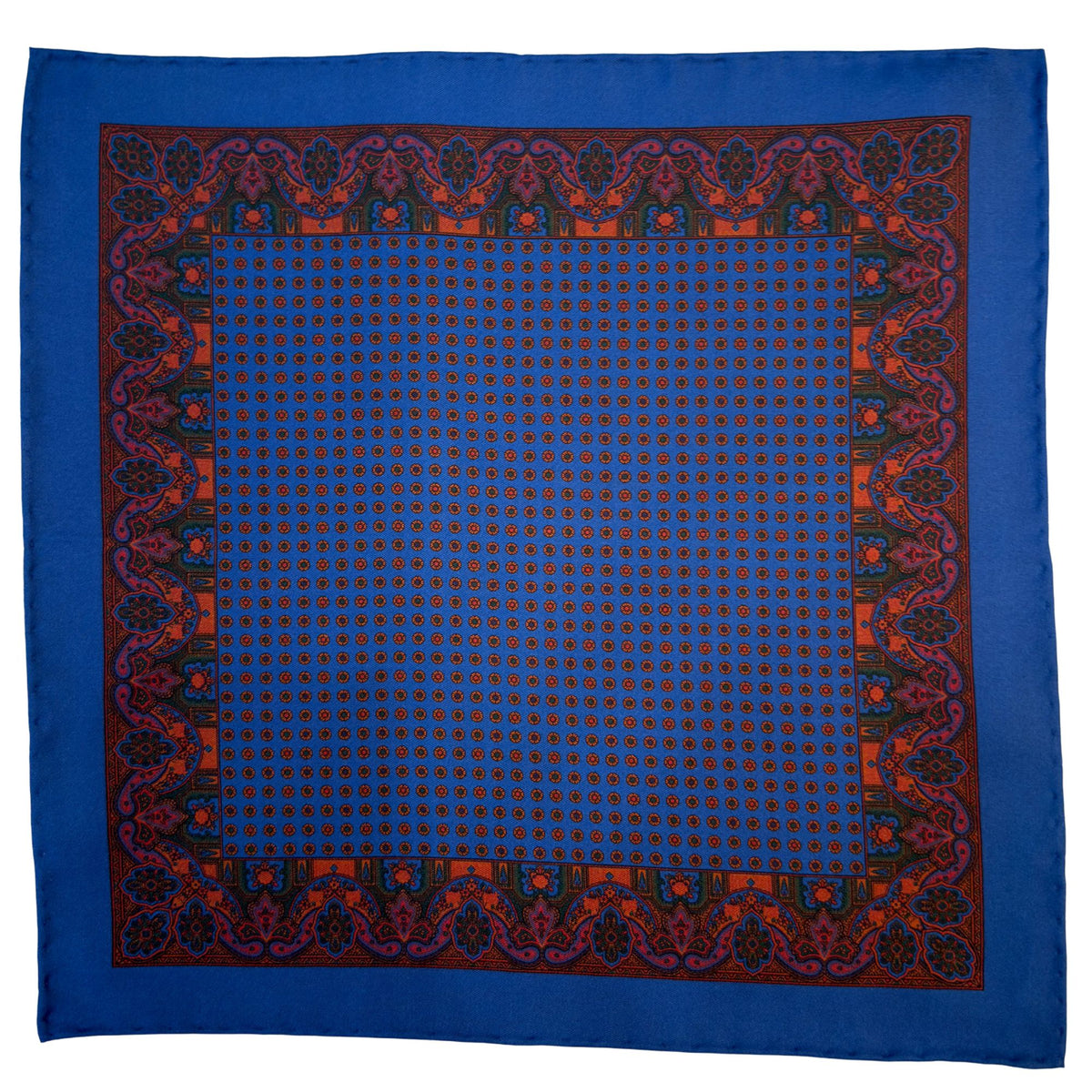 Hand rolled 12" Madder Silk Handkerchief - Royal Blue HANDKERCHIEFS Robert Old Bluebird ONE